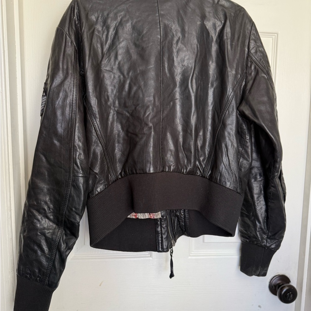Top Gun Leather Vintage Bomber Black size 3 x - Picture 7 of 8